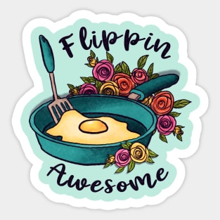 flippin awesome  breakfast pan with egg funny cooking Sticker